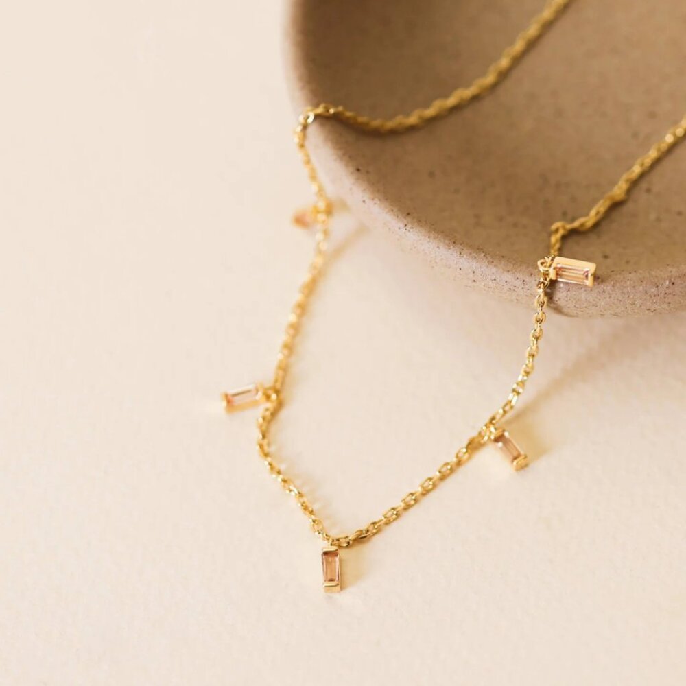JaxKelly *Waterproof* Baguette Drop Necklace